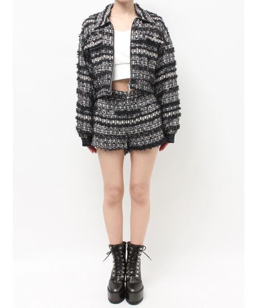 GYDA（ジェイダ）の「Symmetry GYDAラメツイードショートパンツ（その他パンツ・レディース・ブラック/アイボリー/ミント・FREE）」の16枚目の写真