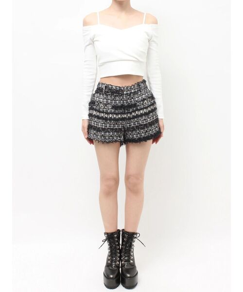 GYDA（ジェイダ）の「Symmetry GYDAラメツイードショートパンツ（その他パンツ・レディース・ブラック/アイボリー/ミント・FREE）」の17枚目の写真