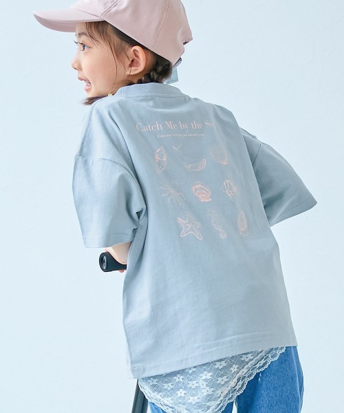 devirock(デビロック)の「綿100% デビラボ ガールズ BIGシルエット プリント半袖Tシャツ(Tシャツ/カットソー・キッズ・ブルー系その他/ピンク系その他2/ホワイト系その他/パープル系その他/ホワイト系その他3/パープル系その他2/ブラック系その他/ホワイト系その他2/ホワイト系その他4/パープル系その他3/ピンク系その他/イエロー系その他/ブルー系その他2/パープル系4/ブルー系その他3・90cm/100cm/110cm/120cm/130cm/140cm/150cm/160cm)」の7枚目の写真