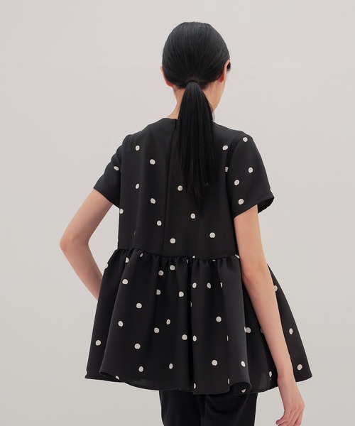 TSURU by Mariko Oikawa(ツルバイマリコオイカワ)の「TSURU by Mariko Oikawa / Maple(ドット柄ハーフスリーブブラウス BL-1264680)(シャツ/ブラウス・レディース・ブラック・36)」の3枚目の写真