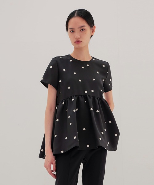 TSURU by Mariko Oikawa(ツルバイマリコオイカワ)の「TSURU by Mariko Oikawa / Maple(ドット柄ハーフスリーブブラウス BL-1264680)(シャツ/ブラウス・レディース・ブラック・36)」の4枚目の写真