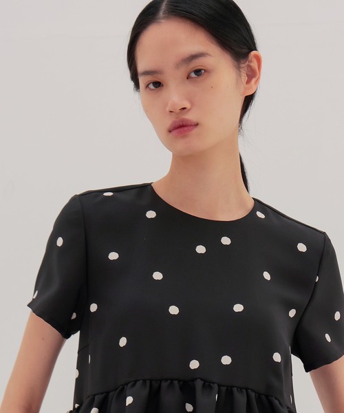 TSURU by Mariko Oikawa(ツルバイマリコオイカワ)の「TSURU by Mariko Oikawa / Maple(ドット柄ハーフスリーブブラウス BL-1264680)(シャツ/ブラウス・レディース・ブラック・36)」の5枚目の写真
