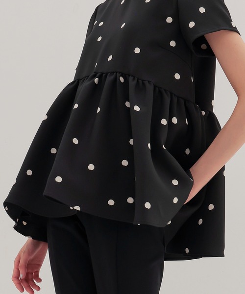 TSURU by Mariko Oikawa(ツルバイマリコオイカワ)の「TSURU by Mariko Oikawa / Maple(ドット柄ハーフスリーブブラウス BL-1264680)(シャツ/ブラウス・レディース・ブラック・36)」の6枚目の写真