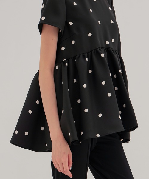 TSURU by Mariko Oikawa(ツルバイマリコオイカワ)の「TSURU by Mariko Oikawa / Maple(ドット柄ハーフスリーブブラウス BL-1264680)(シャツ/ブラウス・レディース・ブラック・36)」の7枚目の写真