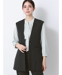 SUIT SQUARE | ペプラムジレ ウォッシャブル ストレッチ シャンブレーツイル 無地 anysy(ベスト)