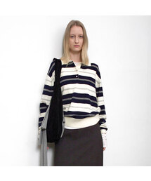 LOOSE FIT STRIPED POLO KNIT(T-7150)