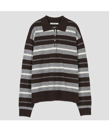 LOOSE FIT STRIPED POLO KNIT(T-7150)