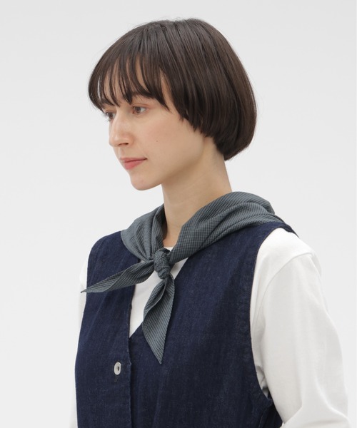 MHL.（エムエイチエル）の「TINY GINGHAM COTTON SCARF（ストール/ショール・レディース・ブラック/クリーム/グリーン・FREE）」の7枚目の写真