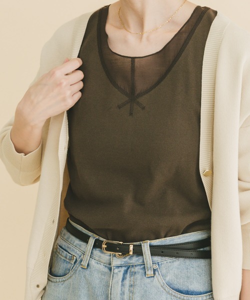 ITEMS URBANRESEARCH（アイテムズ アーバンリサーチ）の「フハクキリカエタンクトップ（タンクトップ・レディース・ホワイト/ブラウン/チャコールグレー/ブラック・FREE）」の19枚目の写真