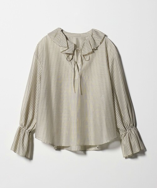 BEAUTY&YOUTH UNITED ARROWS(ビューティーアンドユースユナイテッドアローズ)の「ストライプ ラッフル スキッパーブラウス ウォッシャブル(シャツ/ブラウス・レディース・ベージュ/ライトブルー・FREE)」の18枚目の写真