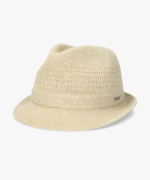 OVERRIDE(オーバーライド)の「OVERRIDE REP LINEN BLEND KNIT FEDORA / オーバーライド(ハット・メンズ・ブラック/ベージュ/ネイビー・60cm/58cm/62cm)」の2枚目の写真