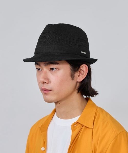 OVERRIDE(オーバーライド)の「OVERRIDE REP LINEN BLEND KNIT FEDORA / オーバーライド(ハット・メンズ・ブラック/ベージュ/ネイビー・60cm/58cm/62cm)」の9枚目の写真