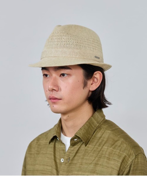 OVERRIDE(オーバーライド)の「OVERRIDE REP LINEN BLEND KNIT FEDORA / オーバーライド(ハット・メンズ・ブラック/ベージュ/ネイビー・60cm/58cm/62cm)」の7枚目の写真