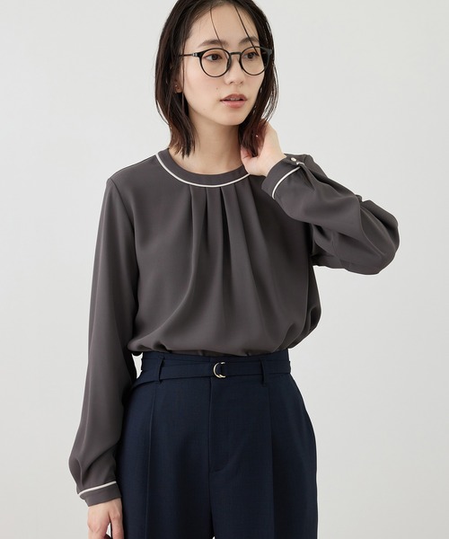 セール】【WEB限定サイズ】配色アソートフロントタックブラウス