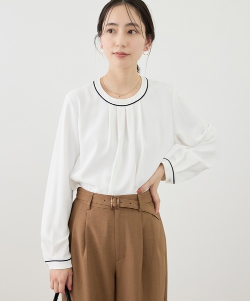 セール】【WEB限定サイズ】配色アソートフロントタックブラウス