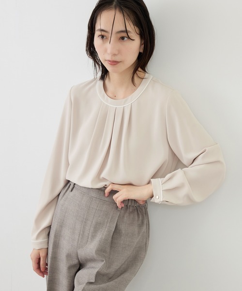 お値下げ不可　ローヘン　シルク調フロントタックブラウス　ベージュ　未使用 フロントタックブラウス｜is amulet.公式通販サイト