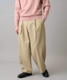 【イージーケア/洗濯機で洗える/毛玉になりにくい/ストレッチ】ベルト付きワイドテーパードチノパンツ