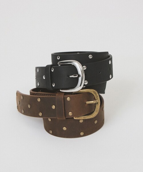 Ray BEAMS（レイビームス）の「スタッズ ベルト（ベルト・レディース・ブラック/ダークブラウン・ONE SIZE）」の2枚目の写真