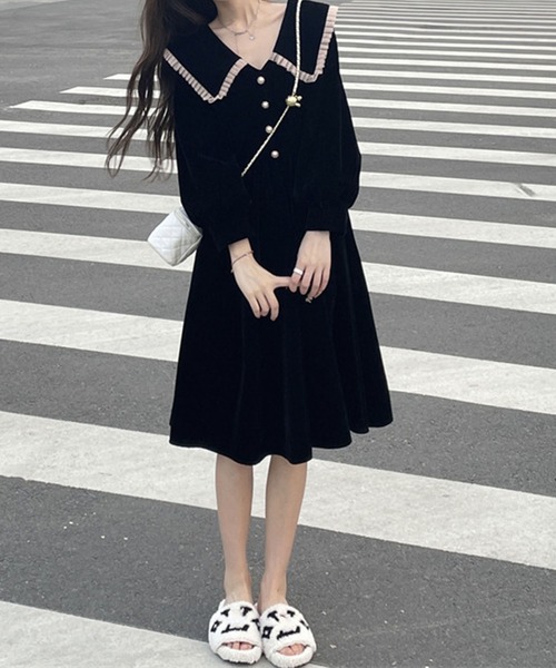 lulufa(ルルファ)の「襟付き フロントボタン Aラインワンピース(ワンピース・レディース・レッド/ブラック・MEDIUM/LARGE)」の16枚目の写真
