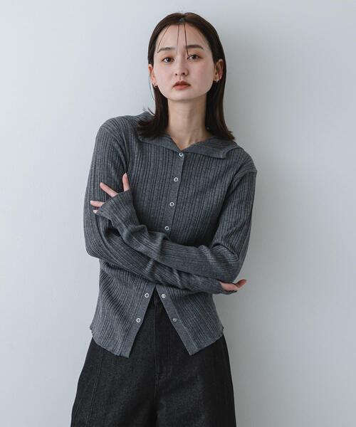 SENSE OF PLACE by URBAN RESEARCH(センスオブプレイスバイアーバンリサーチ)の「『洗濯可』マルチリブニットフーディー(ニット/セーター・レディース・オフホワイト/グレー/ベージュ・ONE)」の11枚目の写真