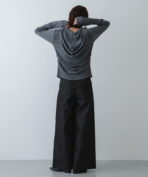 SENSE OF PLACE by URBAN RESEARCH(センスオブプレイスバイアーバンリサーチ)の「『洗濯可』マルチリブニットフーディー(ニット/セーター・レディース・オフホワイト/グレー/ベージュ・ONE)」の14枚目の写真