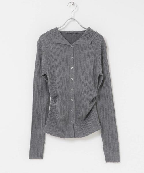 SENSE OF PLACE by URBAN RESEARCH(センスオブプレイスバイアーバンリサーチ)の「『洗濯可』マルチリブニットフーディー(ニット/セーター・レディース・オフホワイト/グレー/ベージュ・ONE)」の17枚目の写真