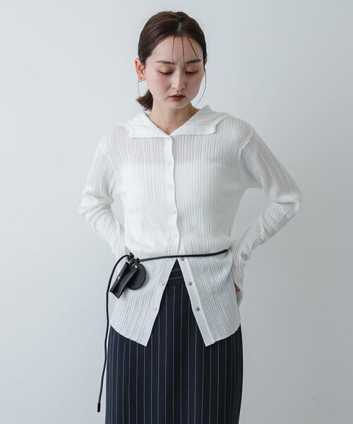 SENSE OF PLACE by URBAN RESEARCH(センスオブプレイスバイアーバンリサーチ)の「『洗濯可』マルチリブニットフーディー(ニット/セーター・レディース・オフホワイト/グレー/ベージュ・ONE)」の19枚目の写真