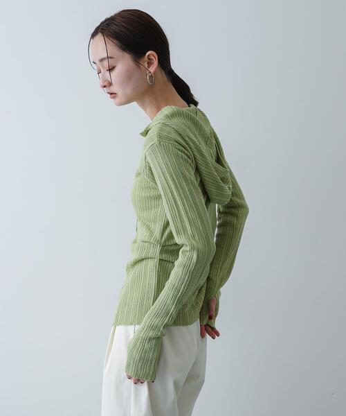 SENSE OF PLACE by URBAN RESEARCH(センスオブプレイスバイアーバンリサーチ)の「『洗濯可』マルチリブニットフーディー(ニット/セーター・レディース・オフホワイト/グレー/ベージュ・ONE)」の21枚目の写真