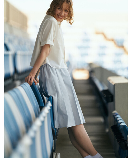 GYMPHLEX(ジムフレックス)の「Gymphlex | オクスフォード プリーツスカート WOMEN(スカート・レディース・サックスブルー/ベージュ・14)」の17枚目の写真