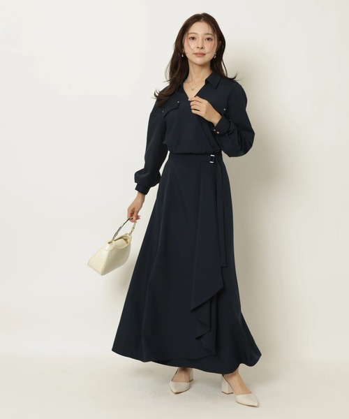 Apuweiser-riche（アプワイザーリッシェ）の「カシュクールラッフルシャツワンピース（ワンピース・レディース・ピンクベージュ/ネイビー・2/1/0）」の13枚目の写真