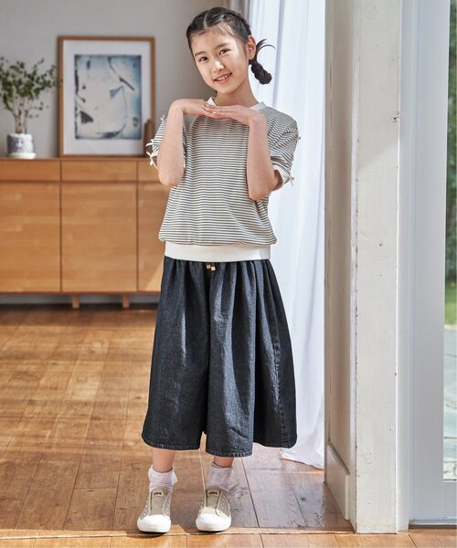 ikka(イッカ)の「【親子コーデ】ライトデニムボリュームスカーチョ(120~160cm)(スカート・キッズ・ネイビー・130/140/150/120/160)」の3枚目の写真