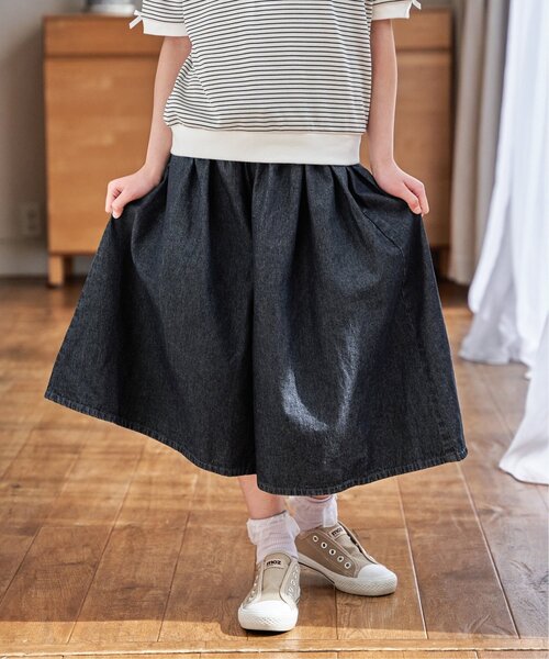 ikka(イッカ)の「【親子コーデ】ライトデニムボリュームスカーチョ(120~160cm)(スカート・キッズ・ネイビー・130/140/150/120/160)」の8枚目の写真