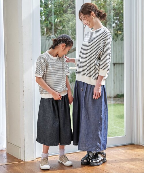 ikka(イッカ)の「【親子コーデ】ライトデニムボリュームスカーチョ(120~160cm)(スカート・キッズ・ネイビー・130/140/150/120/160)」の13枚目の写真