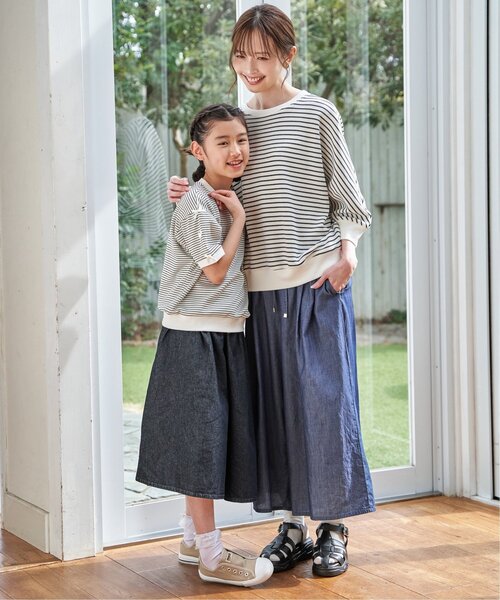 ikka(イッカ)の「【親子コーデ】ライトデニムボリュームスカーチョ(120~160cm)(スカート・キッズ・ネイビー・130/140/150/120/160)」の14枚目の写真