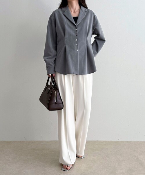 fredy emue（フレディエミュ）の「テーラードシャツ（シャツ/ブラウス・レディース・モカ/ネイビー/グレー・38）」の21枚目の写真