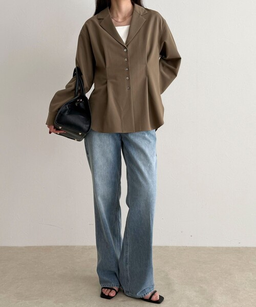 fredy emue（フレディエミュ）の「テーラードシャツ（シャツ/ブラウス・レディース・モカ/ネイビー/グレー・38）」の12枚目の写真