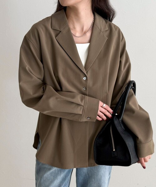 fredy emue（フレディエミュ）の「テーラードシャツ（シャツ/ブラウス・レディース・モカ/ネイビー/グレー・38）」の14枚目の写真