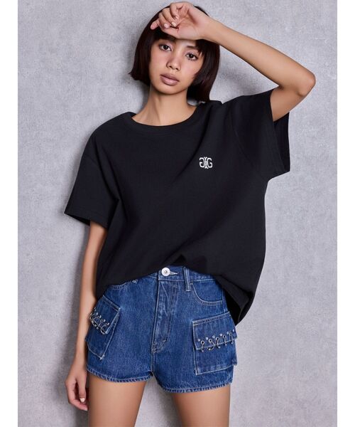 GYDA（ジェイダ）の「ring bijou studsデザインデニムショートパンツ（デニムパンツ・レディース・ライトブルー/ブルー・MEDIUM/SMALL）」の20枚目の写真