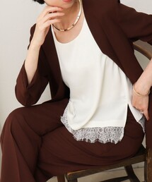 MICO COULIER | サテン×スムース裾レースタンクトップ(Tシャツ/カットソー)