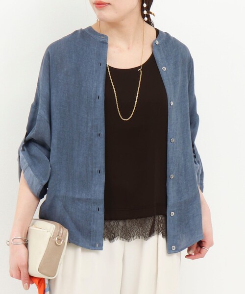 MICO COULIER（ミコクリエ）の「サテン×スムース裾レースタンクトップ（Tシャツ/カットソー・レディース・オフホワイト/ブラウン/チャコールグレー・38）」の12枚目の写真