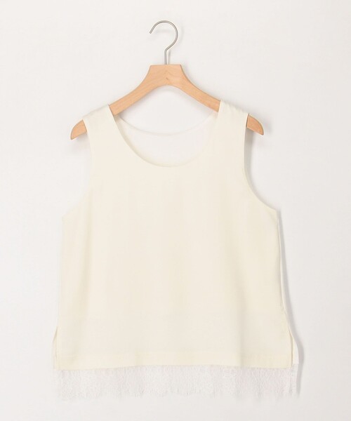 MICO COULIER（ミコクリエ）の「サテン×スムース裾レースタンクトップ（Tシャツ/カットソー・レディース・オフホワイト/ブラウン/チャコールグレー・38）」の16枚目の写真