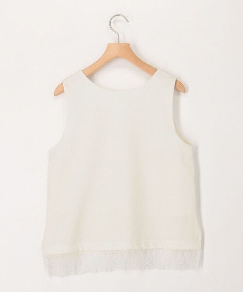 MICO COULIER（ミコクリエ）の「サテン×スムース裾レースタンクトップ（Tシャツ/カットソー・レディース・オフホワイト/ブラウン/チャコールグレー・38）」の20枚目の写真