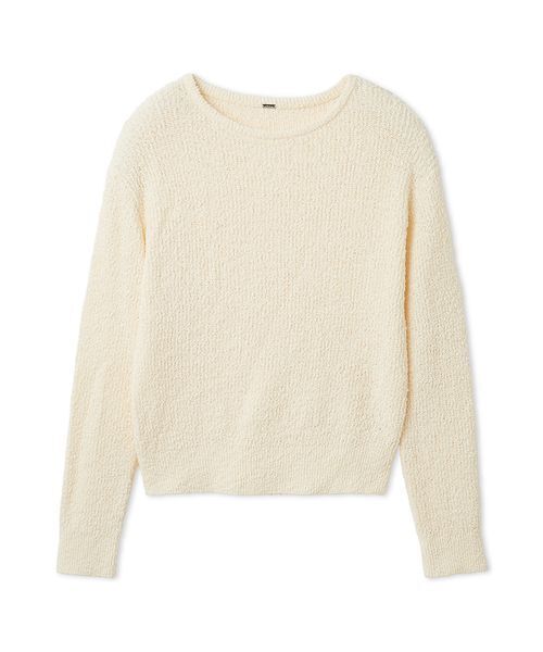 大人気ニット ミラオーウェン 完売 圧縮ニット アイボリー ボートネック片畔ニット（ニット/セーター）｜Mila Owen（ミラ