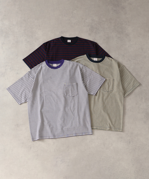 JOURNAL STANDARD J.S HOMESTEAD（ジャーナルスタンダードホームステッド）の「BRENT / ブレント 別注 ボーダー ポケット Tシャツ 1（Tシャツ/カットソー・メンズ・ネイビー/ベージュ/アイボリー・LARGE/MEDIUM）」の4枚目の写真