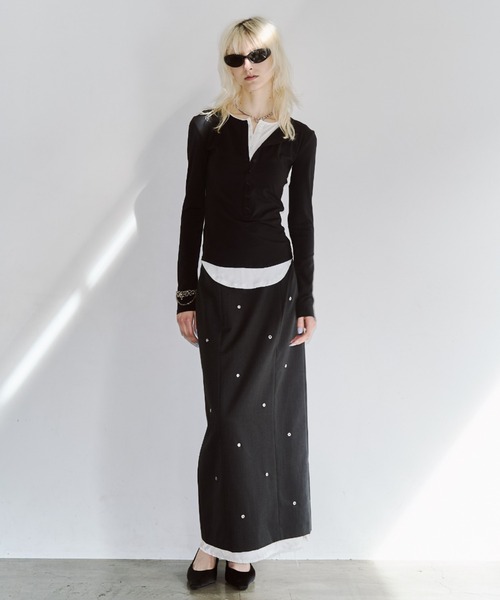 JOSE MOON（ジョゼムーン）の「EYELET SKIRT/アイレットスカート（スカート・レディース・グレー/ブラック・38/36）」の6枚目の写真