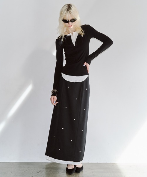 JOSE MOON（ジョゼムーン）の「EYELET SKIRT/アイレットスカート（スカート・レディース・グレー/ブラック・38/36）」の4枚目の写真