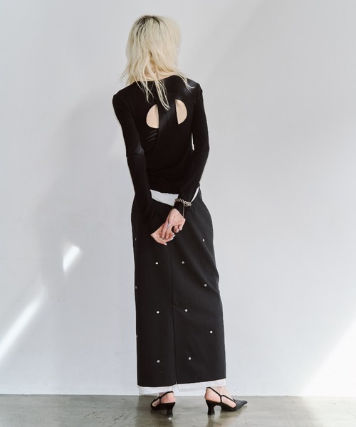 JOSE MOON（ジョゼムーン）の「EYELET SKIRT/アイレットスカート（スカート・レディース・グレー/ブラック・38/36）」の3枚目の写真