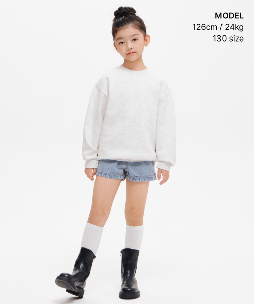 MUSINSA STANDARD KIDS（ムシンサスタンダードキッズ）の「起毛オーバーサイズスウェットシャツ [オートミール]（スウェット・レディース・その他・100/110/150/140/130/120/160）」の2枚目の写真