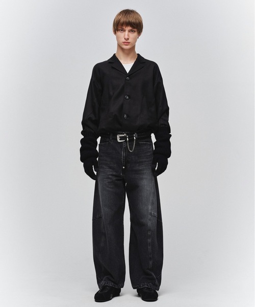 JIEDA(ジエダ)の「VINTAGE-FEEL DRAPED DENIM PANTS(デニムパンツ・メンズ・インディゴブルー/ブラック・2/1)」の5枚目の写真