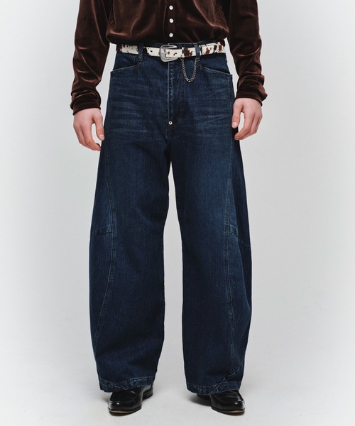 JIEDA(ジエダ)の「VINTAGE-FEEL DRAPED DENIM PANTS(デニムパンツ・メンズ・インディゴブルー/ブラック・2/1)」の10枚目の写真